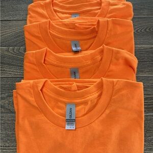 Gildan‎ Orange Short Sleeve Tees Vibrant Cotton Crew Neck 5 Pack Size Large